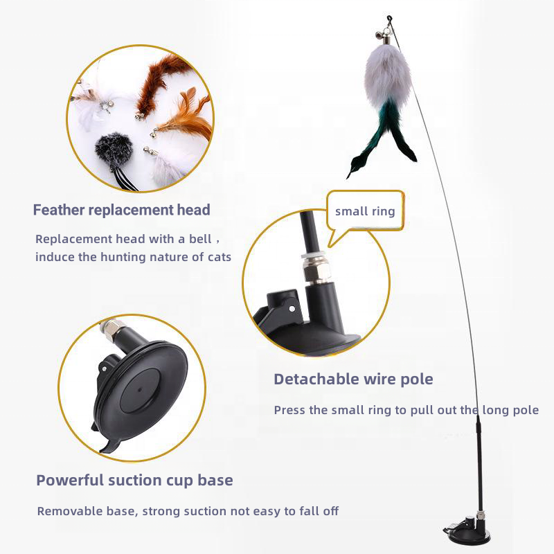 Suction Cup Feather Cat Toy green cat step